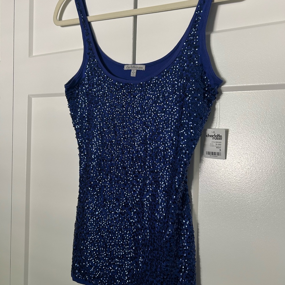 Charlotte Russe Sequined Navy Camisole